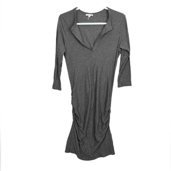 James Perse Gray Knit Ruched Bodycon Dress - Picture 8 of 8